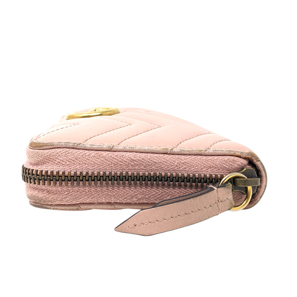 Authentic Gucci GG Marmont Pink Matelassé Chevron Leather Zip Around Wallet - Picture 9 of 10